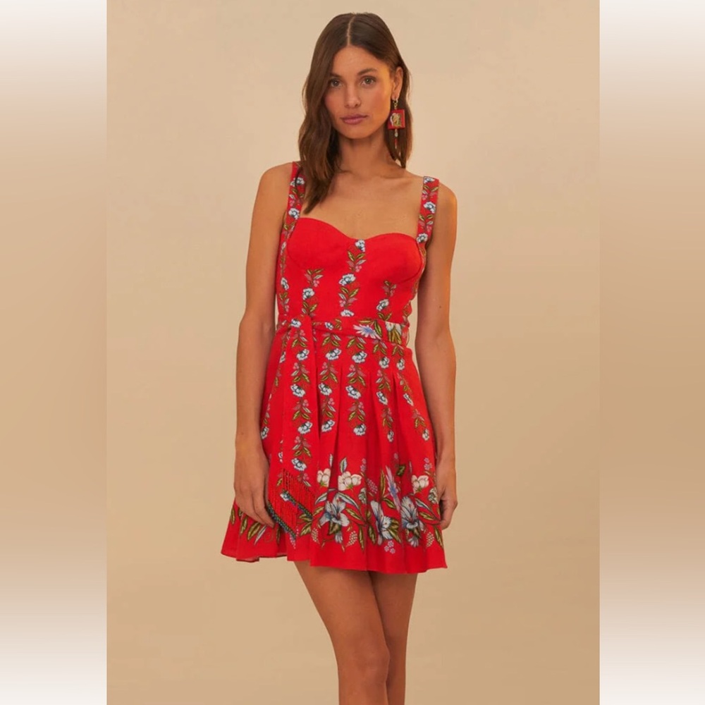 Sweet Bloom Bouquet Red Sleeveless Mini Dress